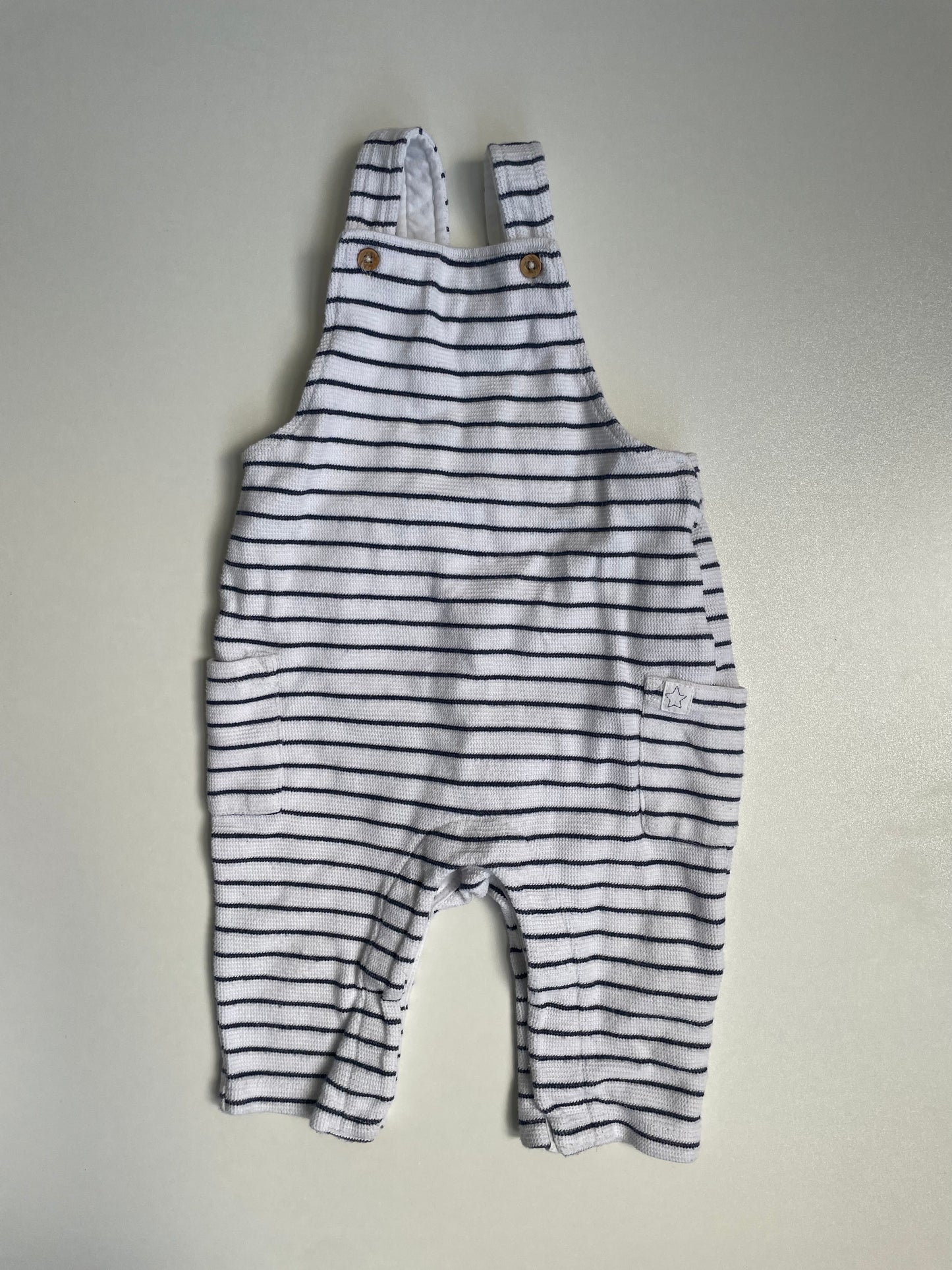 Marks & Spencer Stripe Knit Overalls - Size 6-9