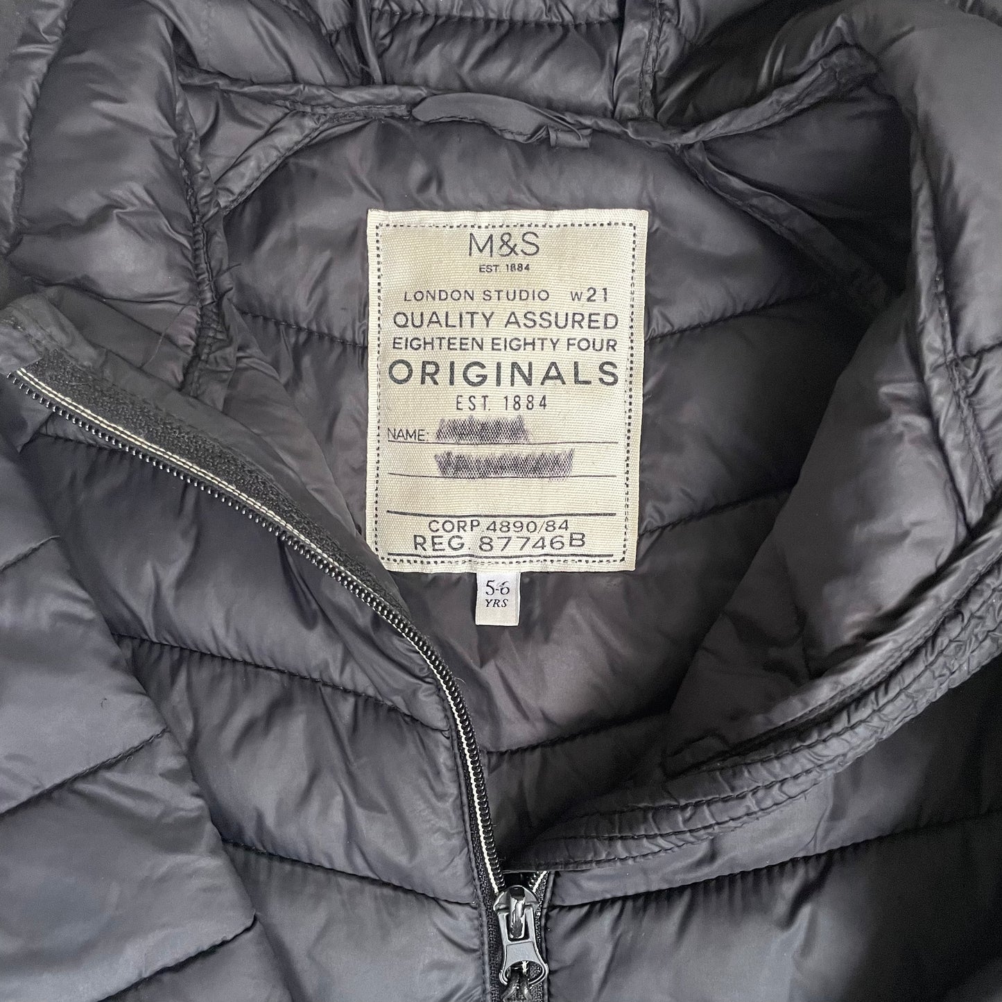 Marks & Spencer Black Puffer Jacket - Size 5-6 years