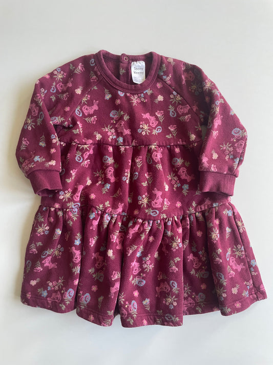 Teeny Weeny Maroon Floral Dress - 12-18 months