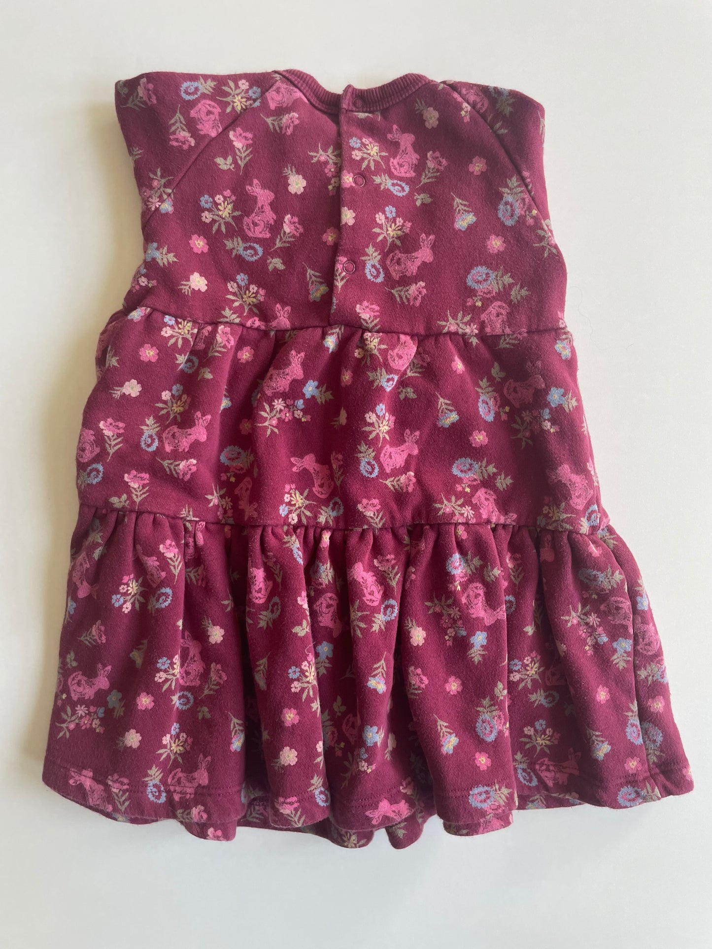 Teeny Weeny Maroon Floral Dress - 12-18 months