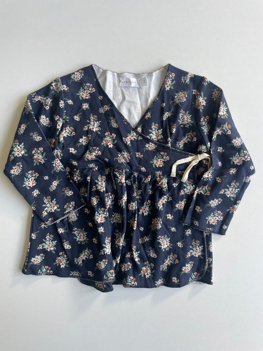 Jamie Kay Navy Floral Wrap Top - Size 1