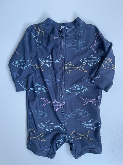 Cotton On Shark Swimsuit - 3-6 months