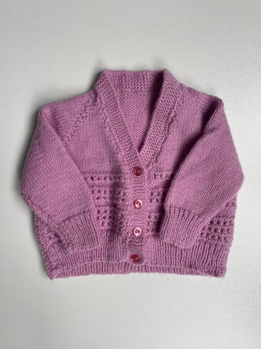 Pink Wool Cardigan - 2-4 months
