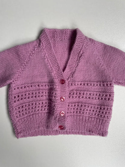 Pink Wool Cardigan - 2-4 months