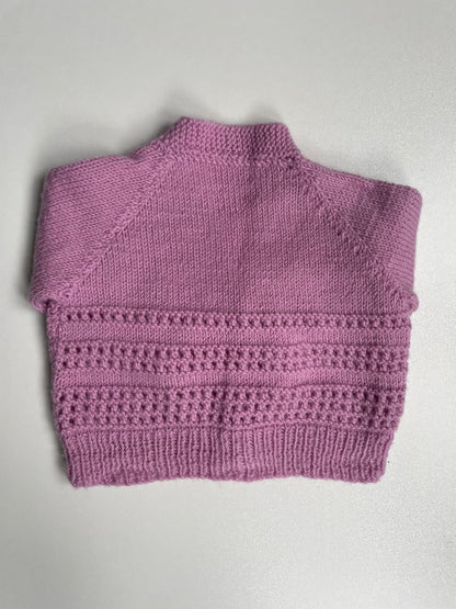 Pink Wool Cardigan - 2-4 months