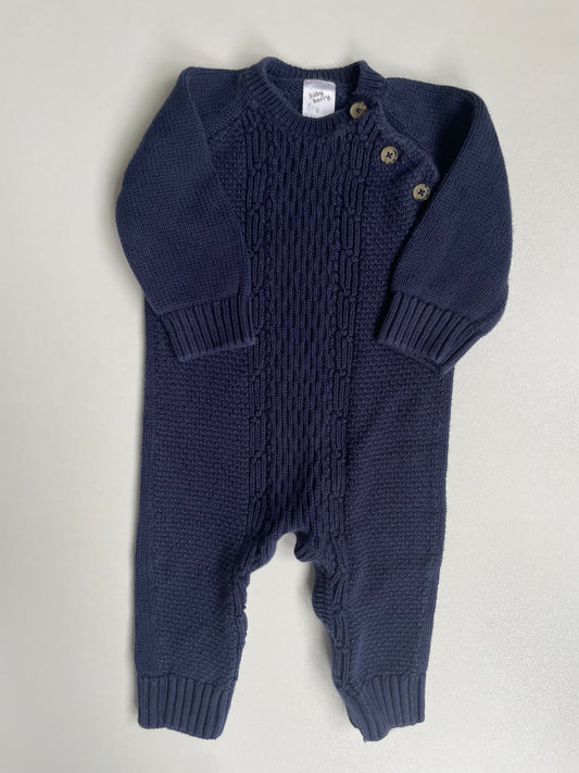 Navy Knit Romper - 6-12 Months