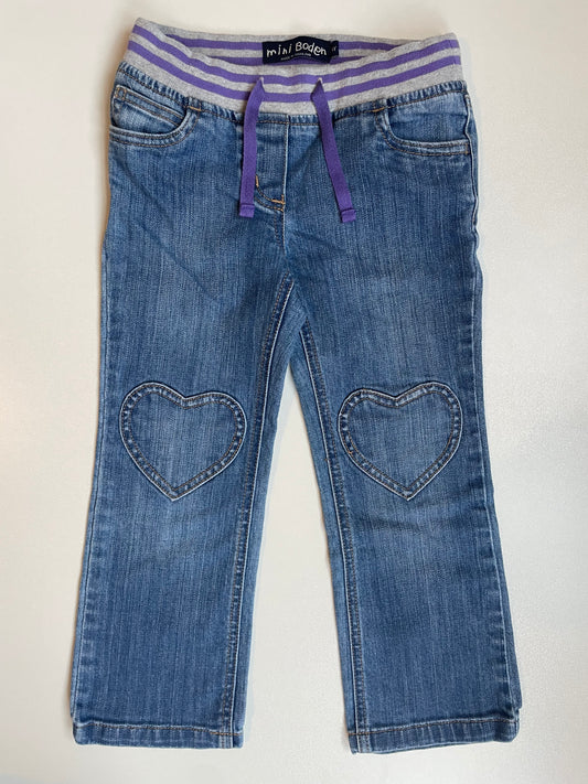 Mini Boden Heart Patch Jeans - Size 5