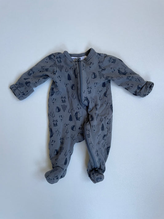 Teeny Weeny Wilderness Fleece Lined Sleepsuit - Newborn