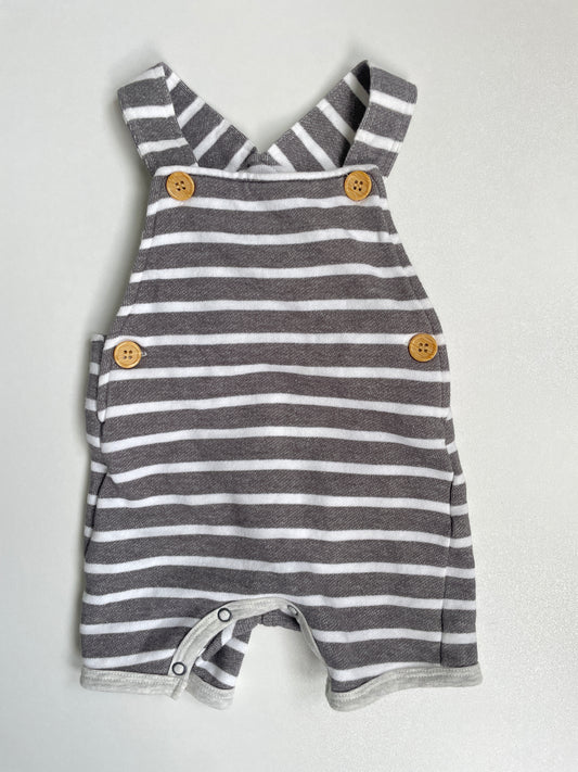 Teeny Weeny Grey Stripe Shortall Overalls - 3-6 Months